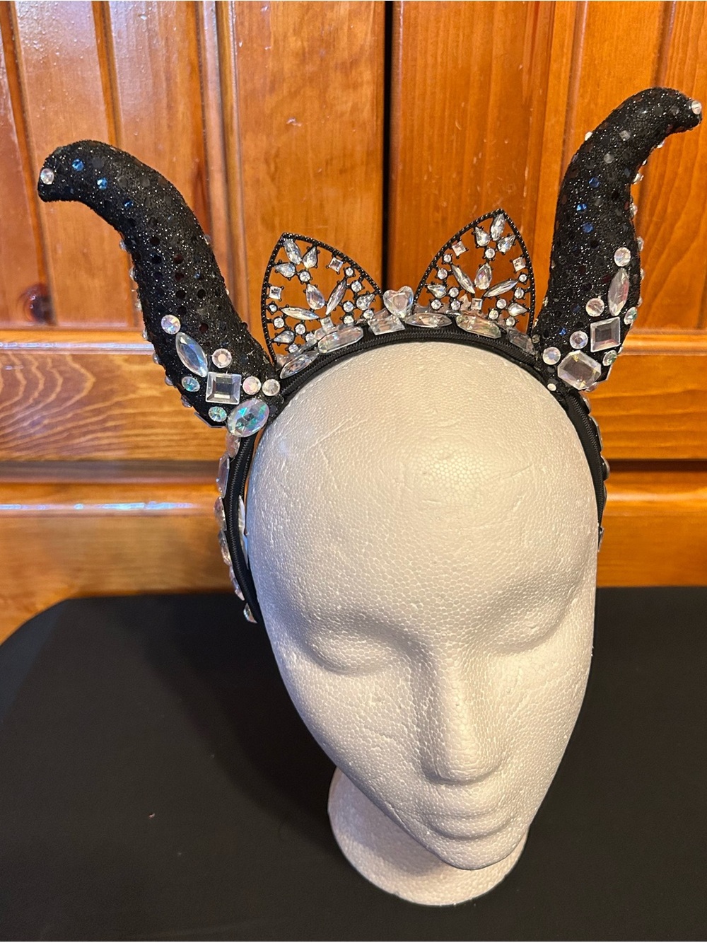 Crystal Embellished Black Horn Headband